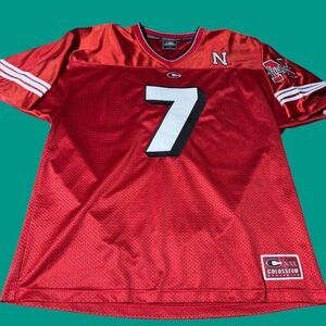 Vintage Nebraska #7 Cornhuskers Football Jersey Large Stitched Red Colosseum
